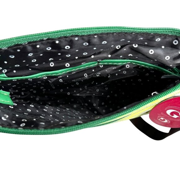 Super Brat Guess Inspired Green & Yellow Logo Shoulder Bag With Studded Details - Picture 9 of 9